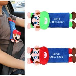 Mario Luigi Plush Car Seatbelt Shoulder Pad, Seat Belt Covers Cushion 2pcs